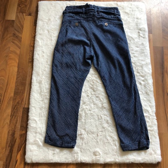 Free People Stripe High Waist Paper Bag belted Pants Size 4 - Picture 3 of 11